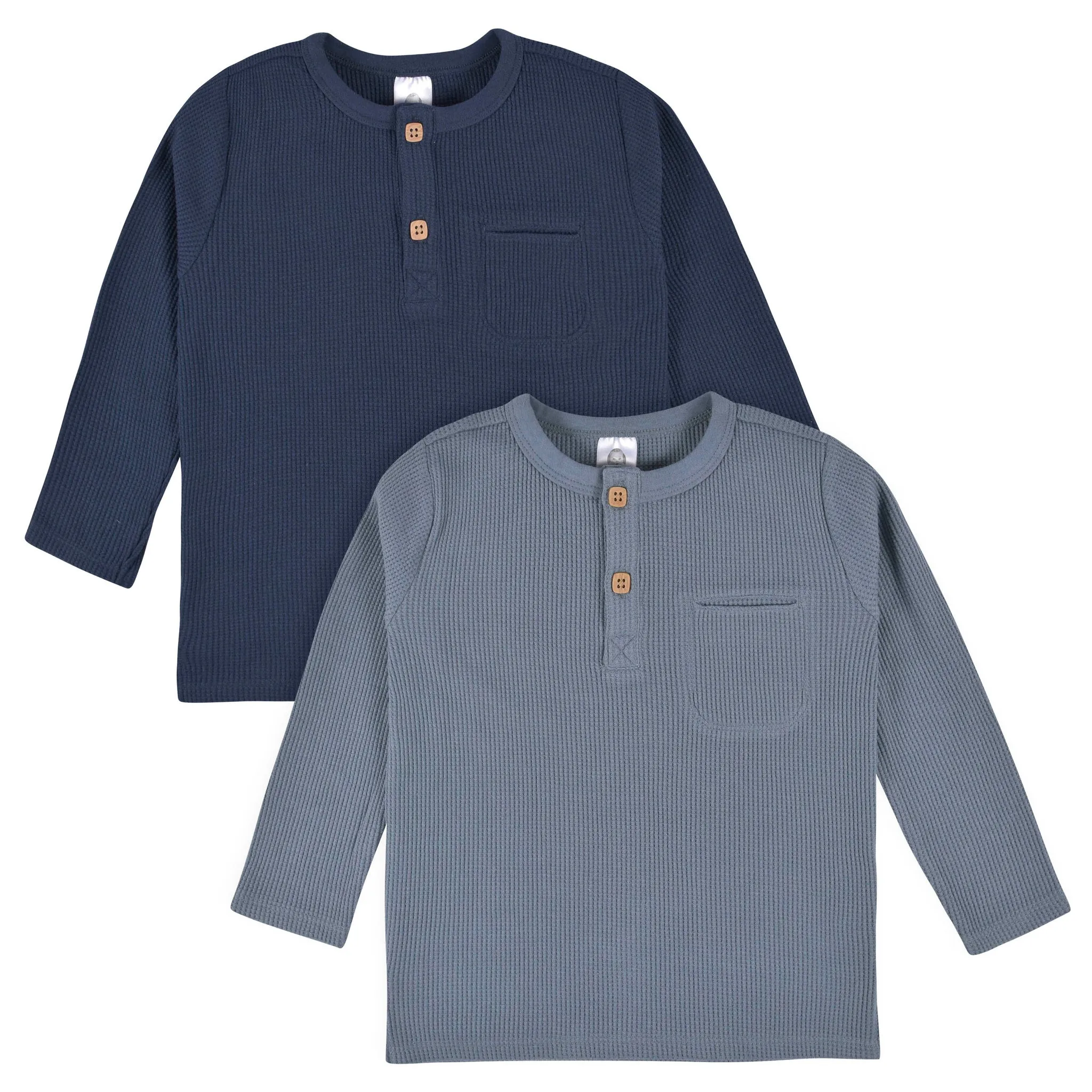 2-Pack Baby & Toddler Boys Gray & Blue Waffle Knit Henleys