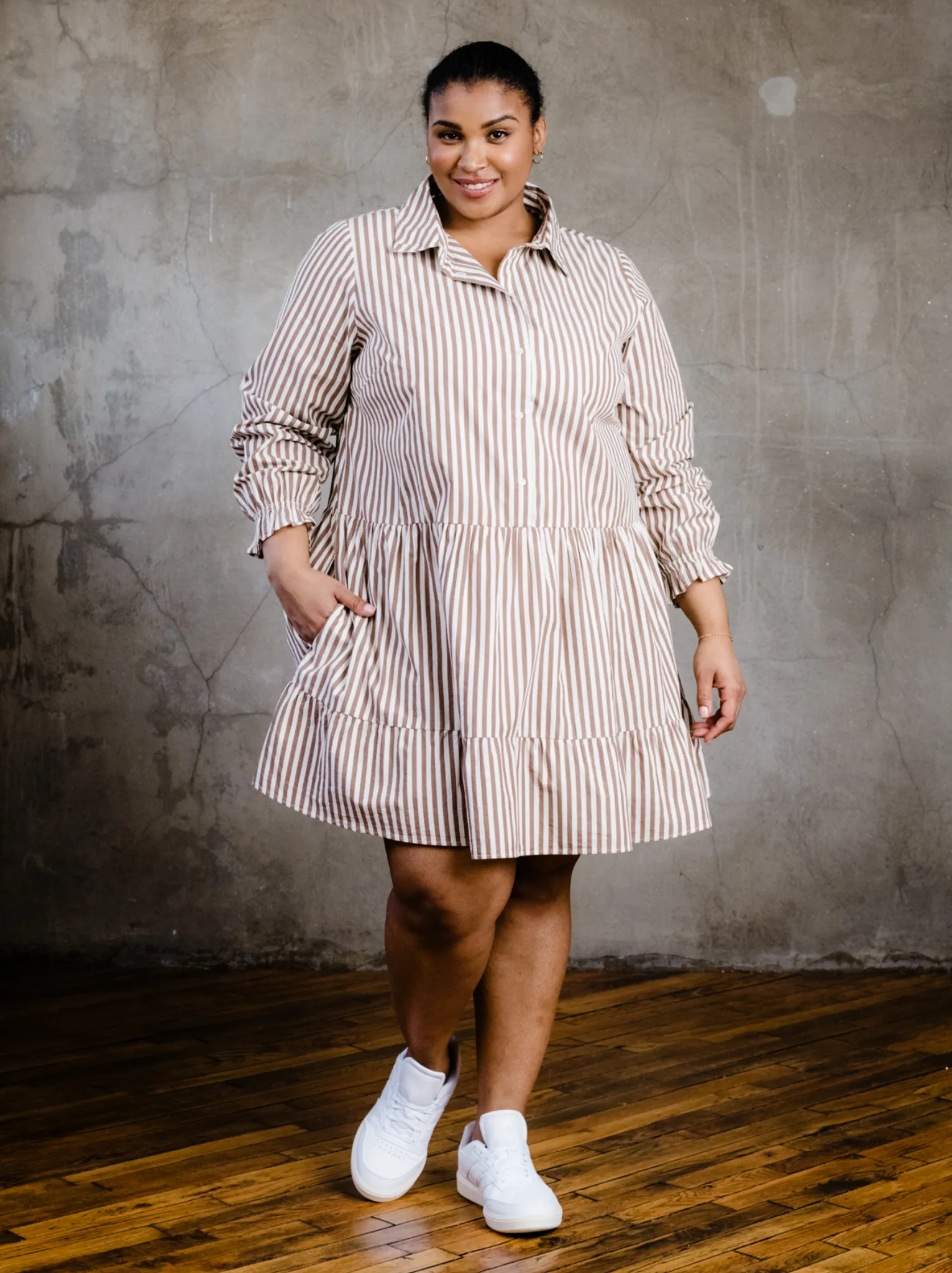 Aleesha Tiered Mini Shirtdress