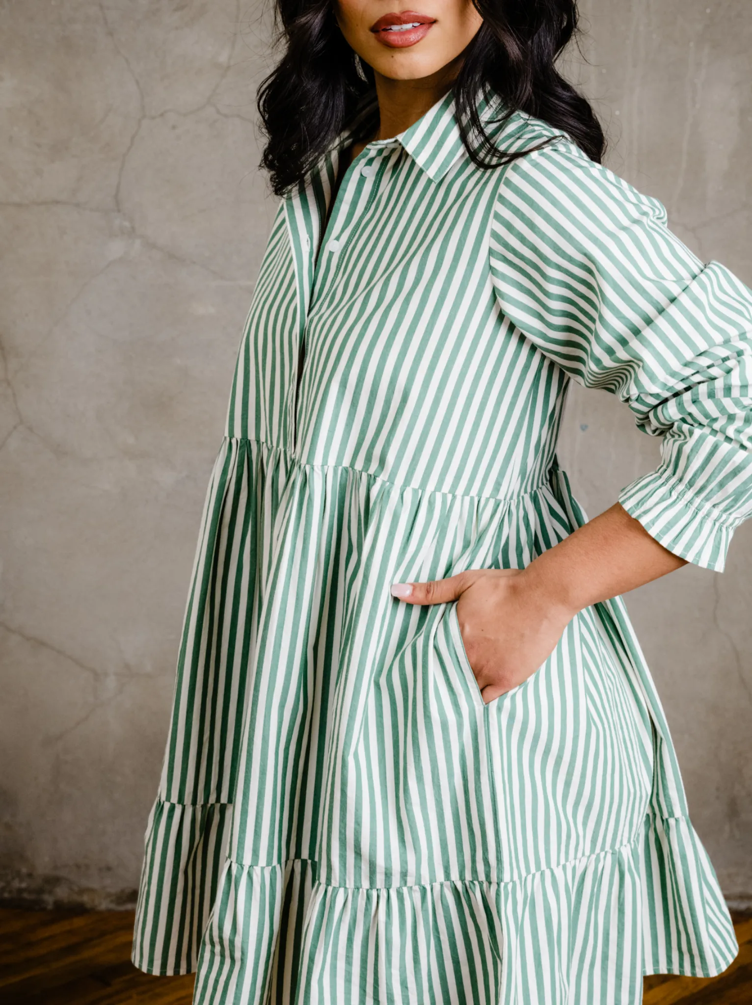 Aleesha Tiered Mini Shirtdress