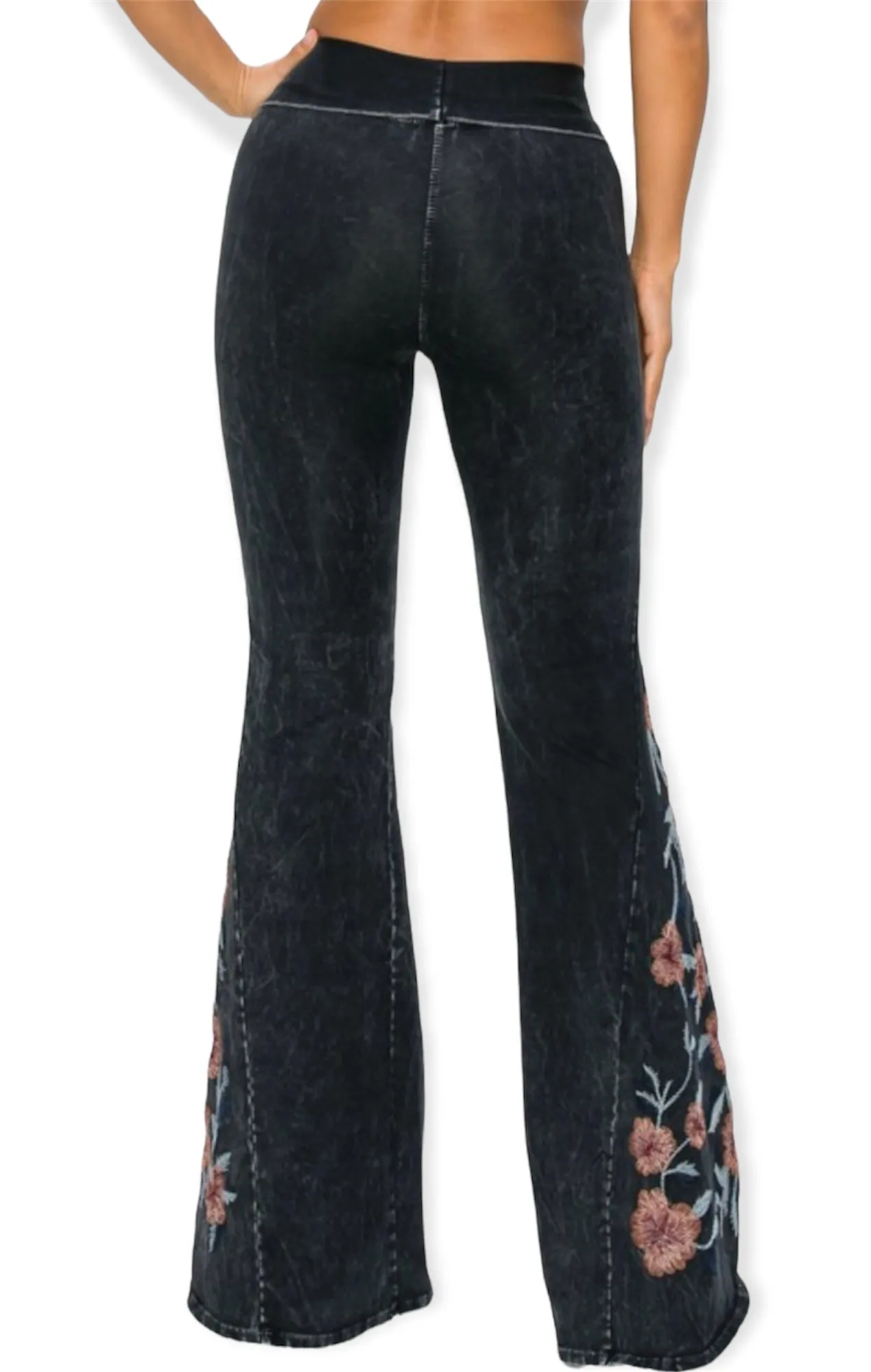 Amelia's Floral Embroidered Flare Pants