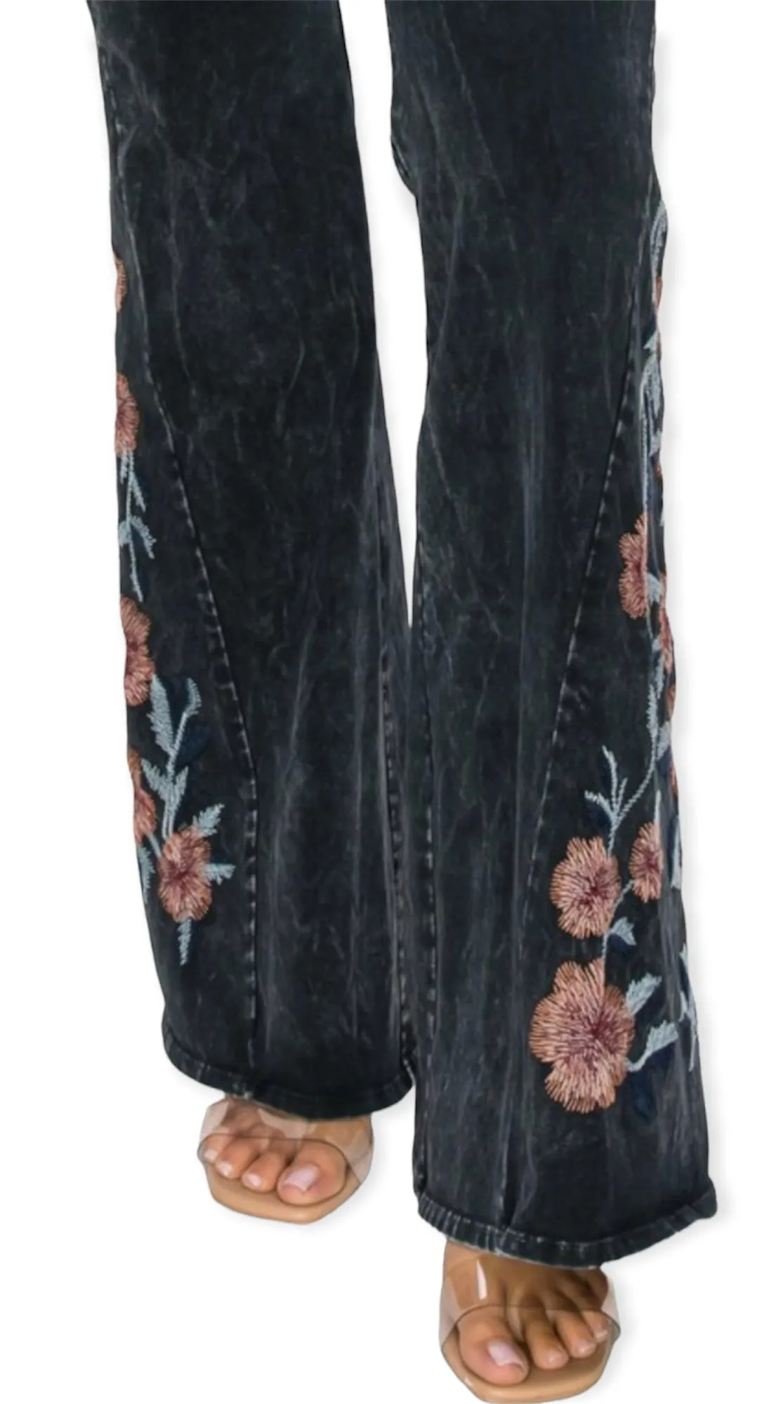 Amelia's Floral Embroidered Flare Pants