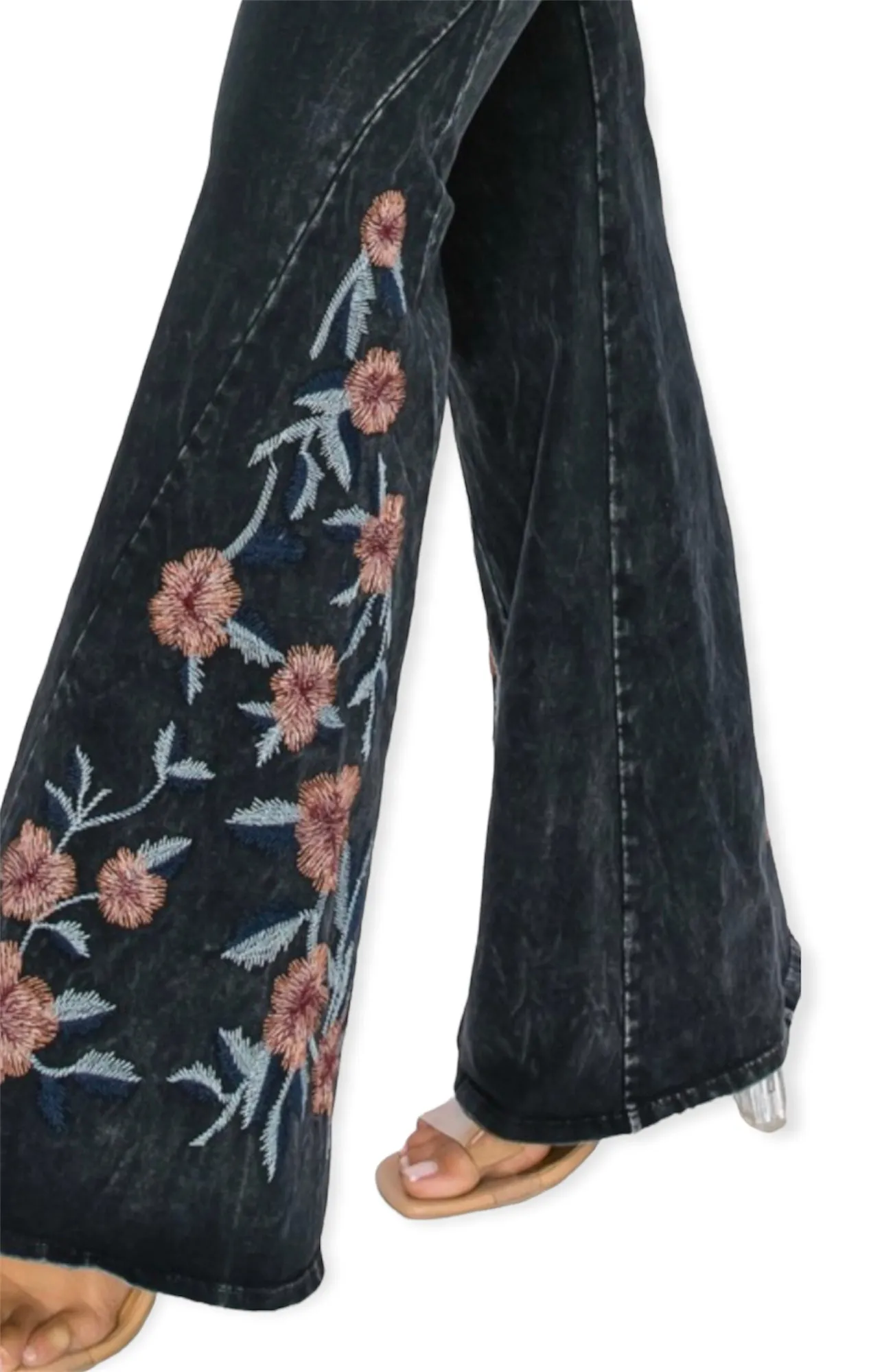 Amelia's Floral Embroidered Flare Pants