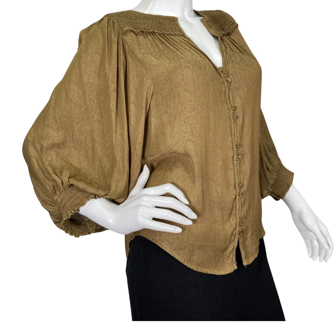 Anthropologie Bronze Snakeskin Blouse