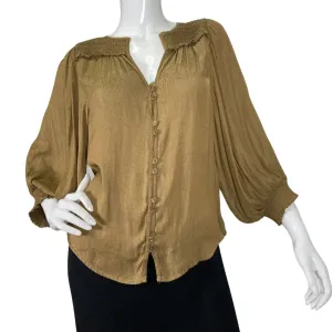 Anthropologie Bronze Snakeskin Blouse