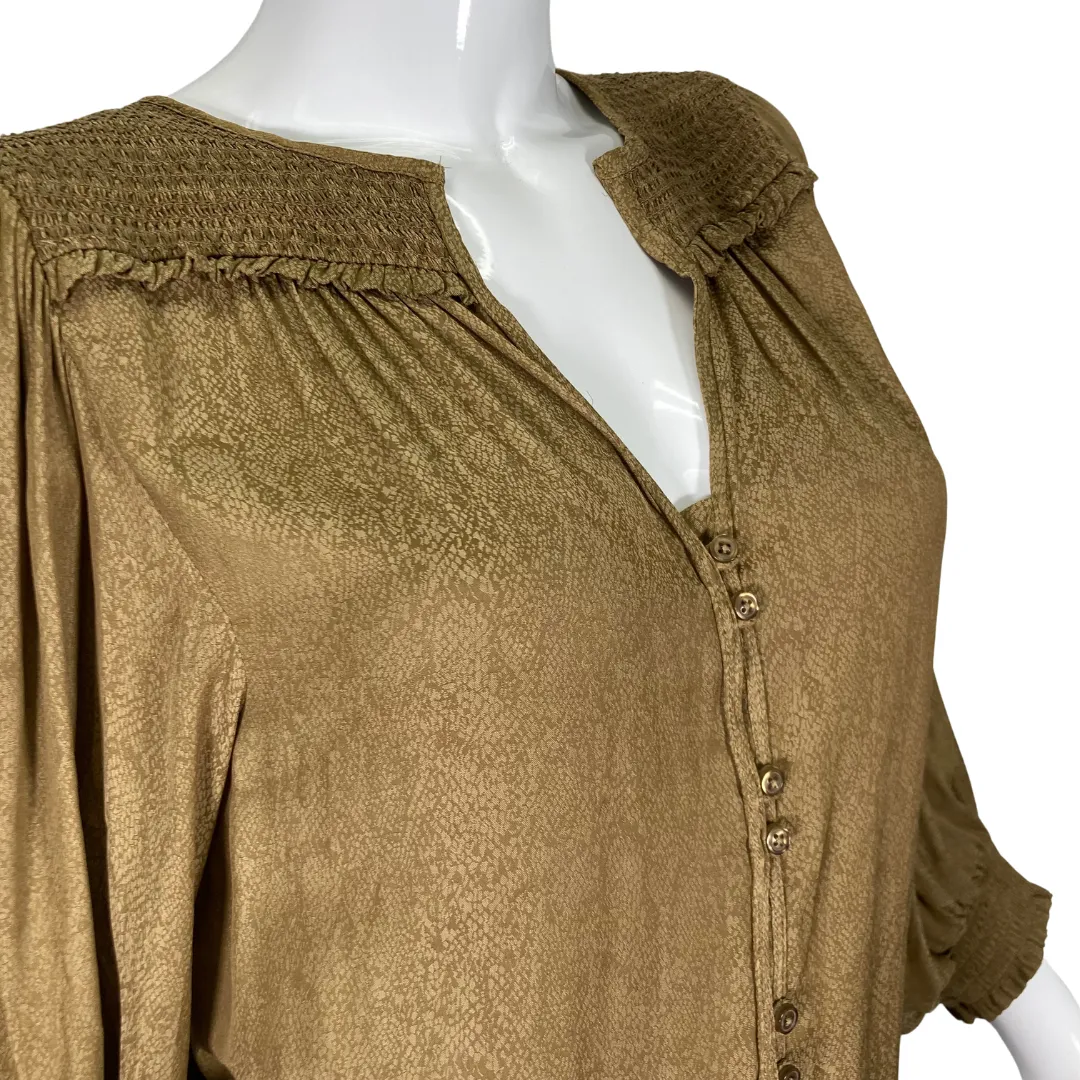 Anthropologie Bronze Snakeskin Blouse