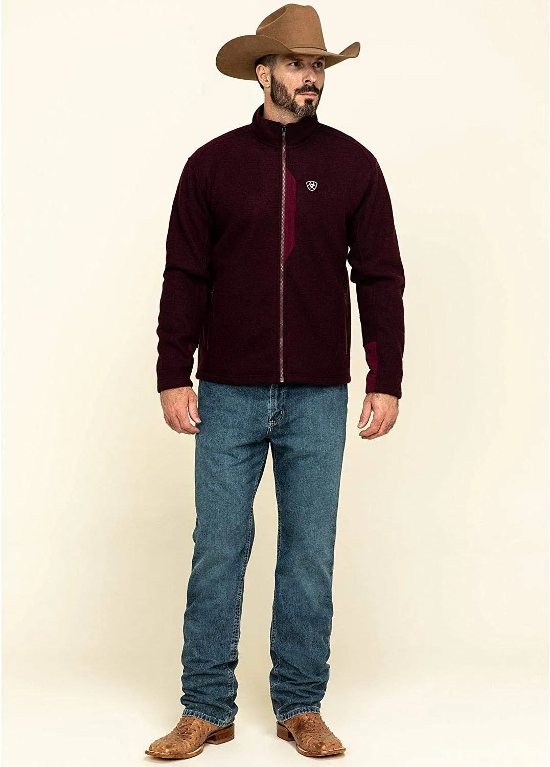 Ariat Men's Bowdrie Bonded Full Zip Front Jacket, Malbec Heather