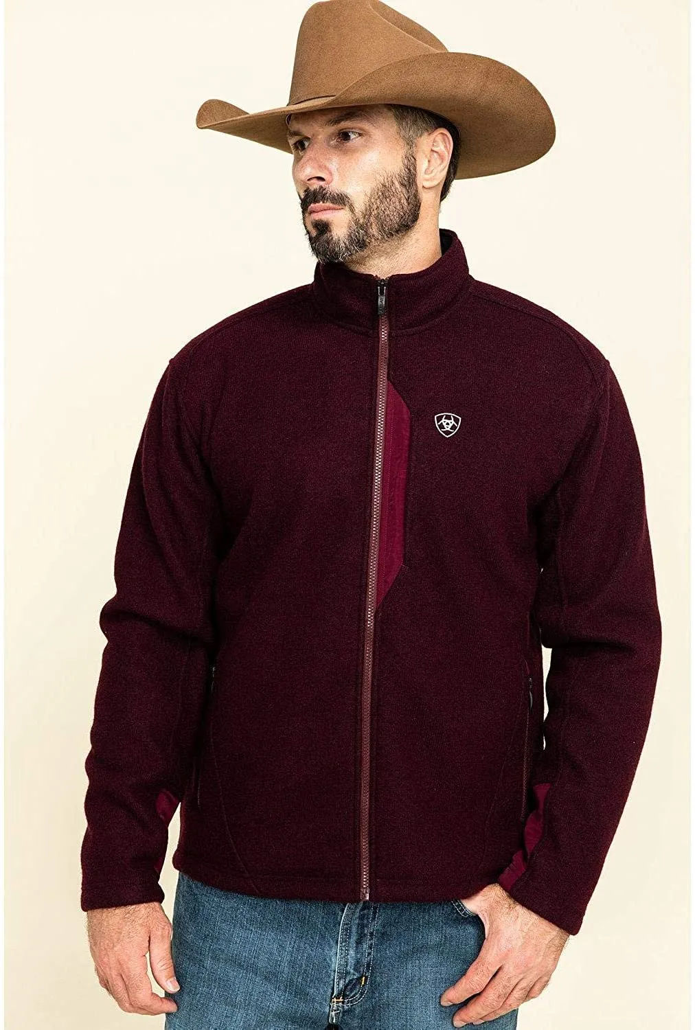 Ariat Men's Bowdrie Bonded Full Zip Front Jacket, Malbec Heather