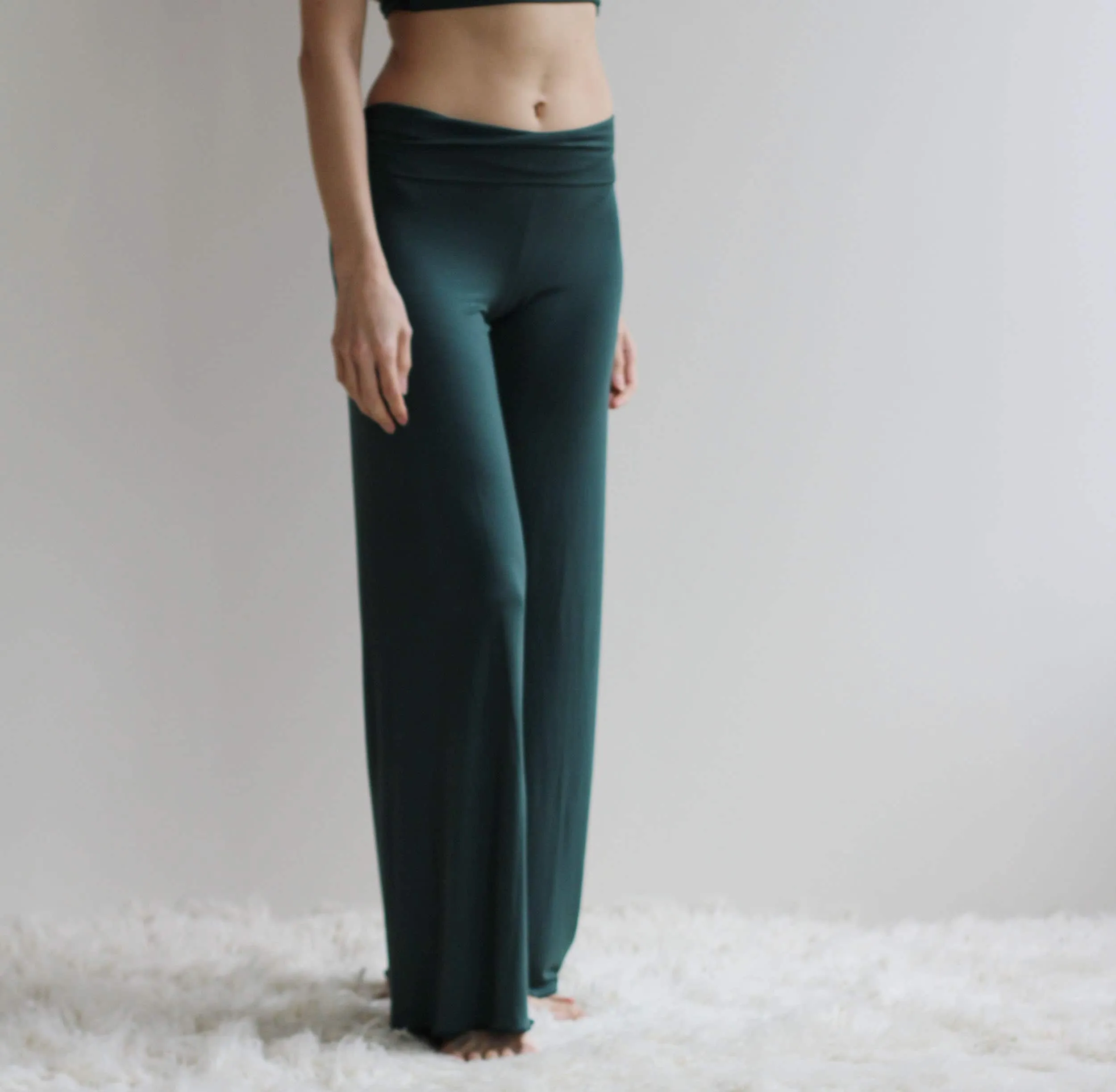 bamboo foldover lounge pants with a wide leg