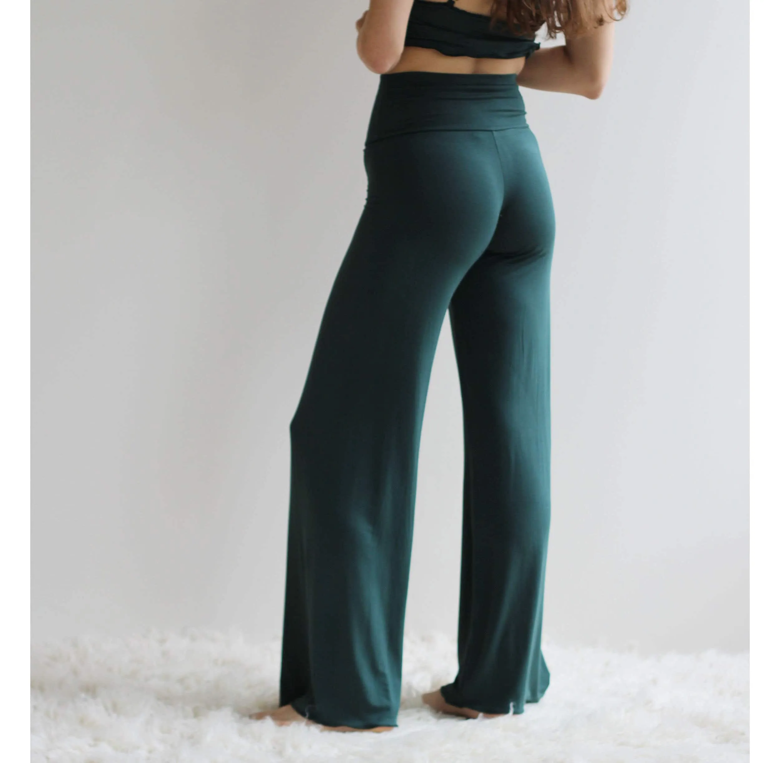 bamboo foldover lounge pants with a wide leg