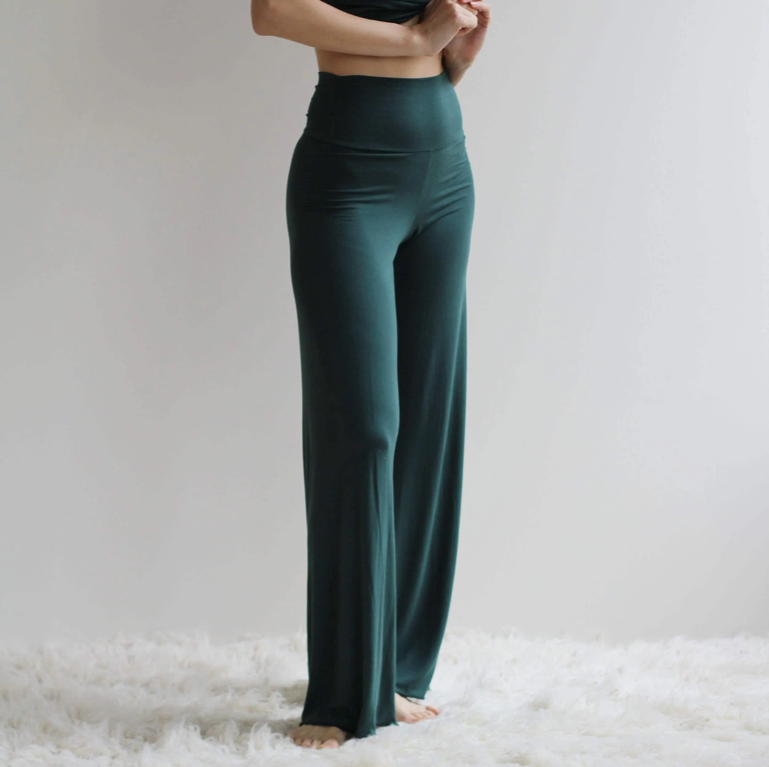 bamboo foldover lounge pants with a wide leg