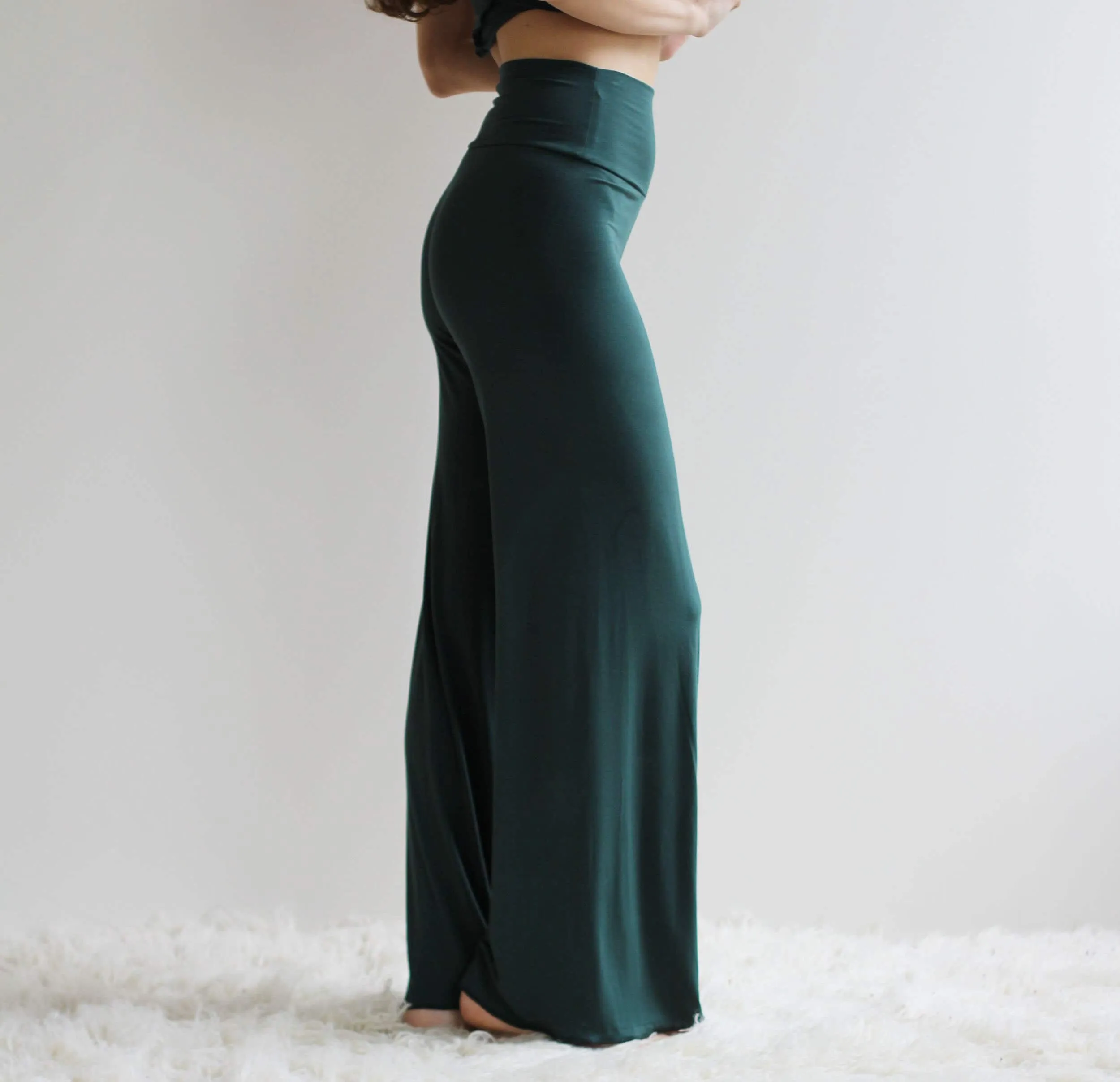 bamboo foldover lounge pants with a wide leg