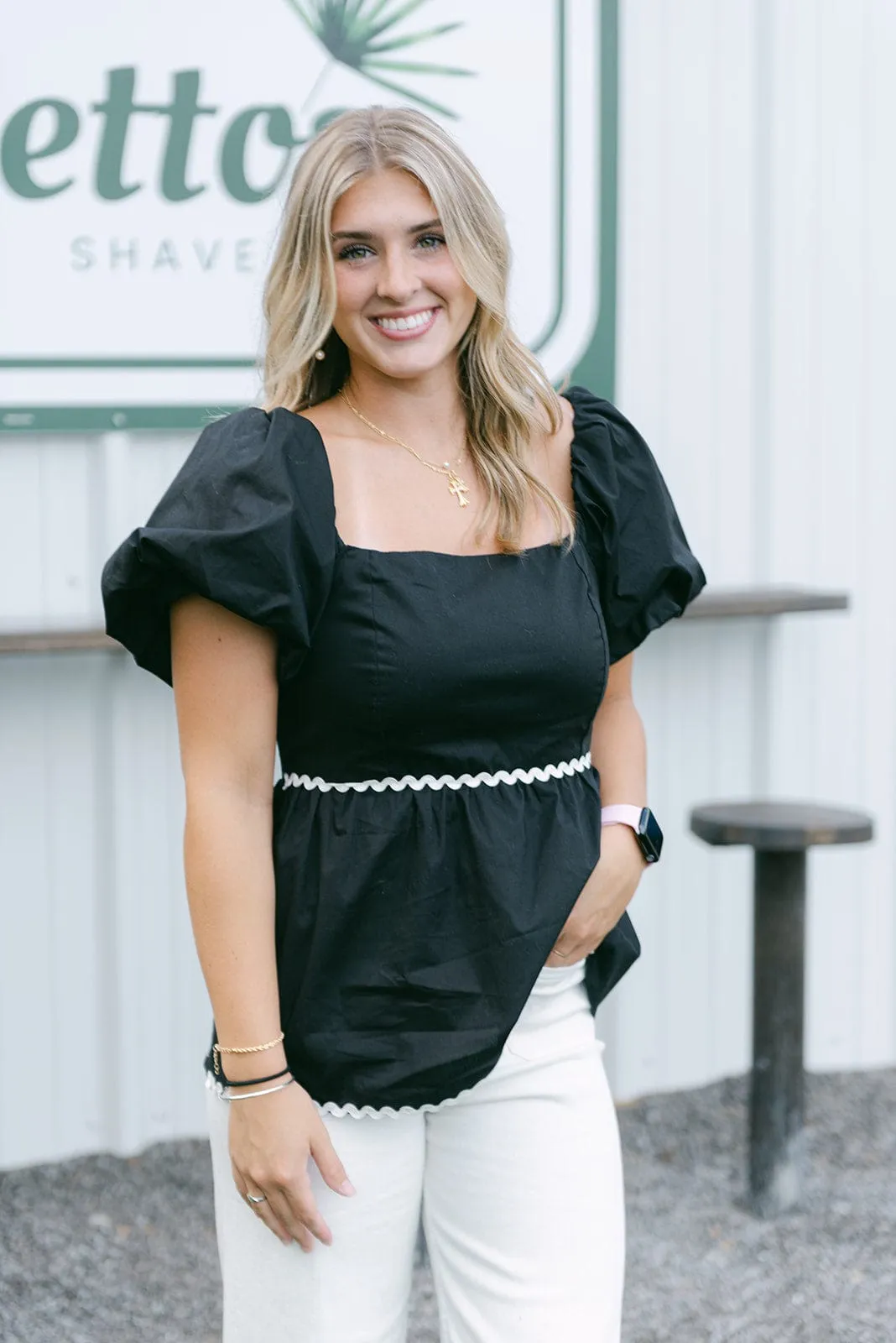 Black & White Poplin Blouse