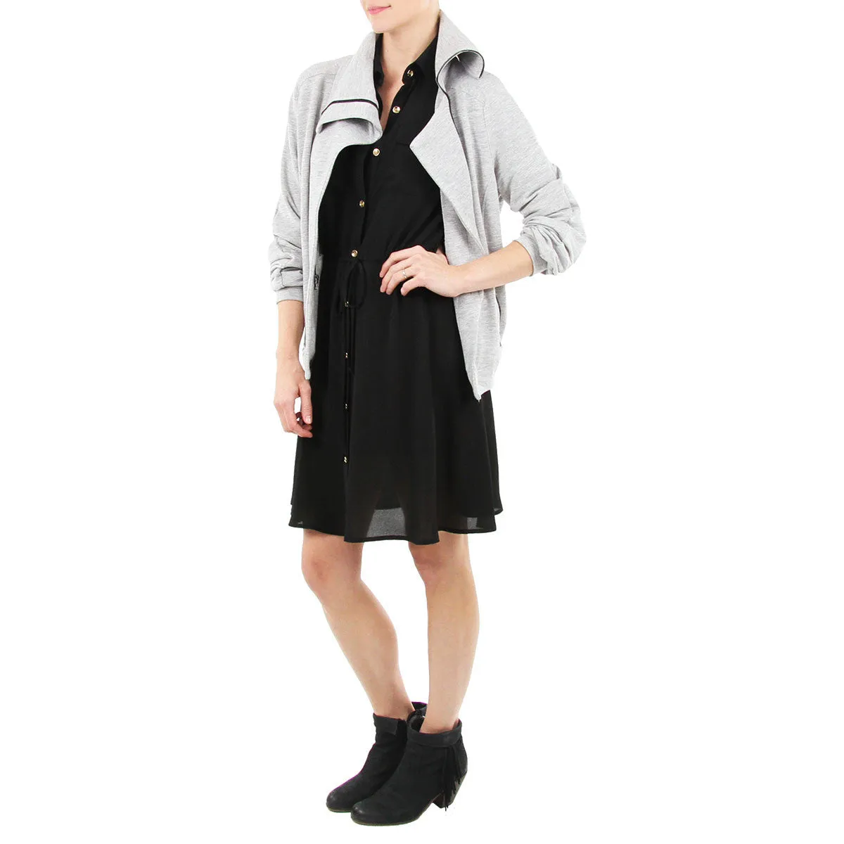 Black Drawstring Shirtdress