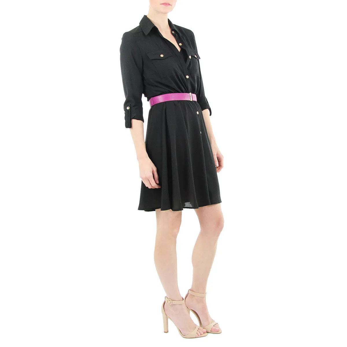 Black Drawstring Shirtdress