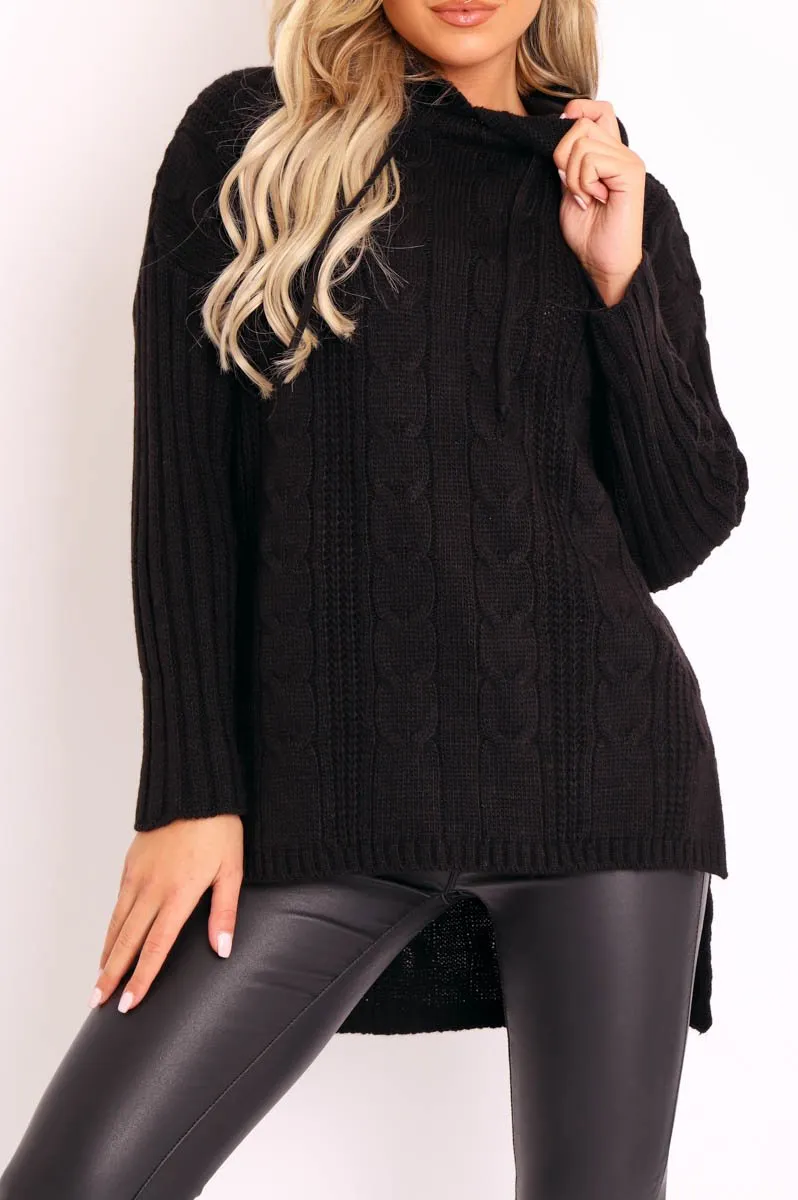 Black Knitted Hoodie Jumper - Capri