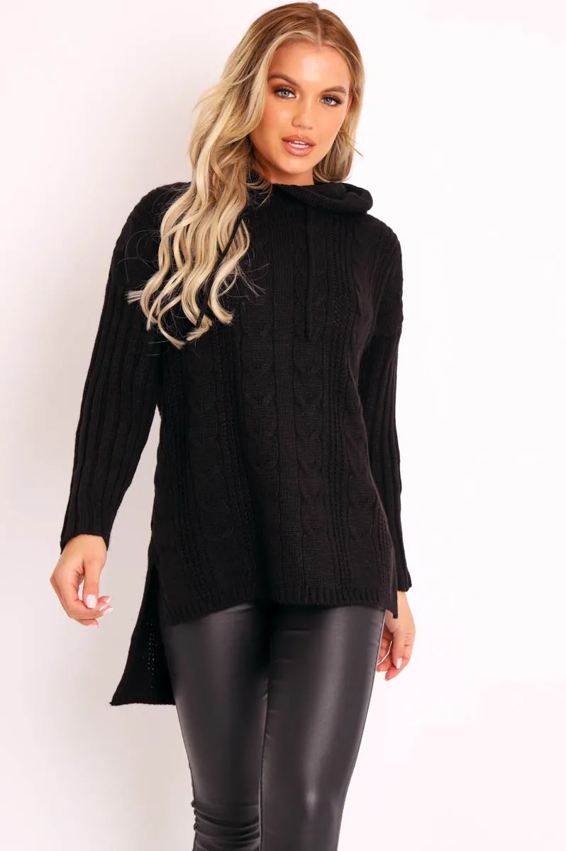 Black Knitted Hoodie Jumper - Capri