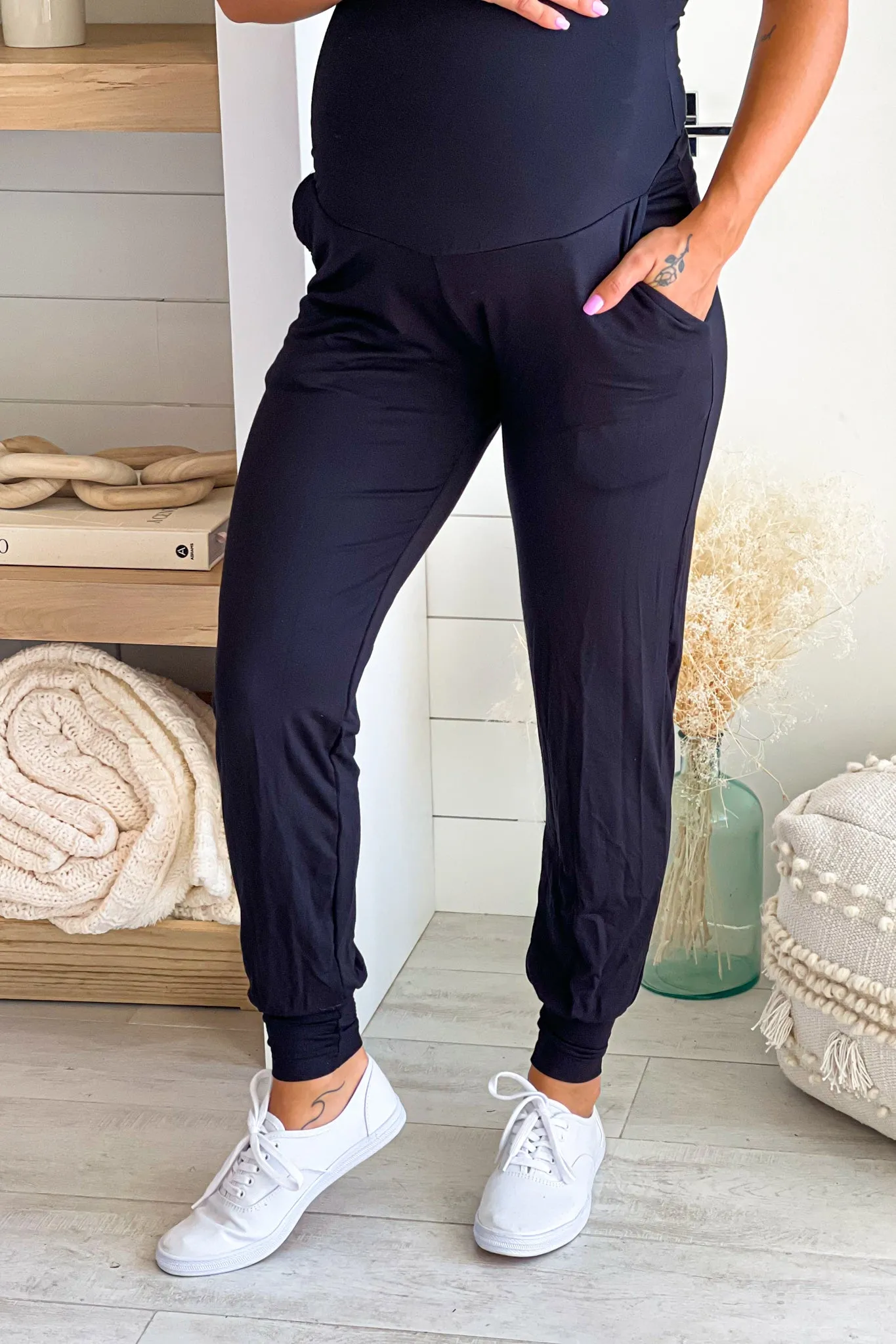 Black Maternity Jogger Pants