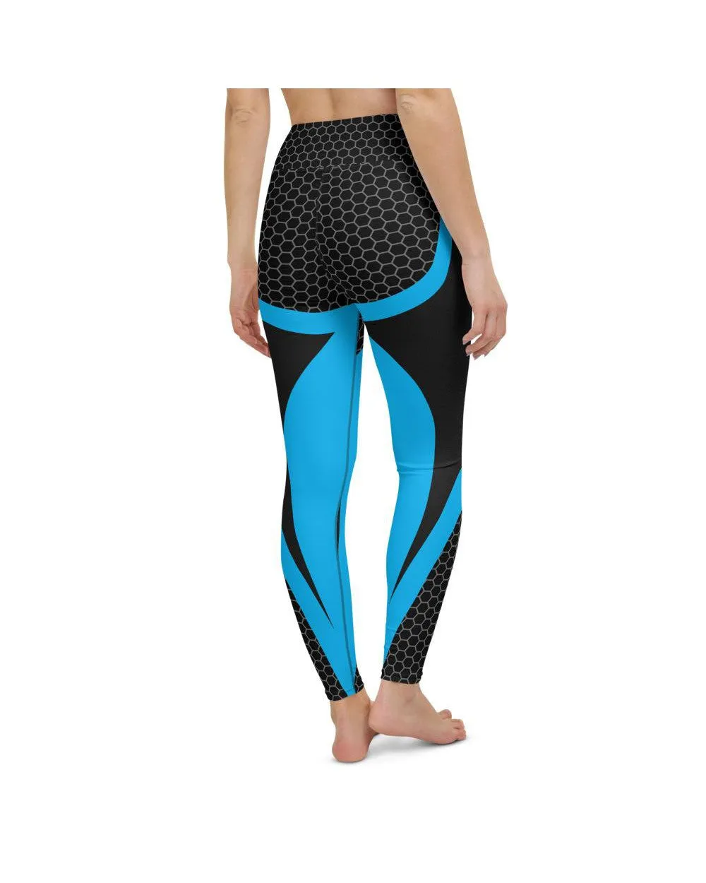 Blue Honeycomb Carbon Yoga Pants