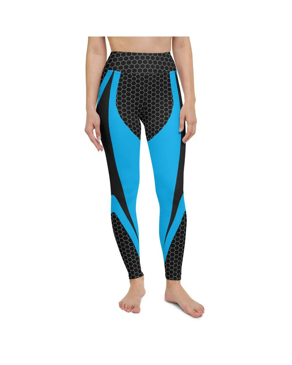 Blue Honeycomb Carbon Yoga Pants