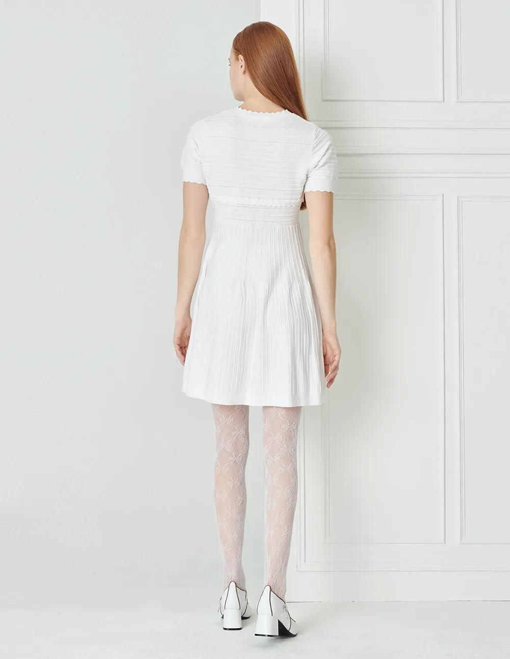 BORA AKSU Valley wave three-dimensional weave V-neck knitted dress