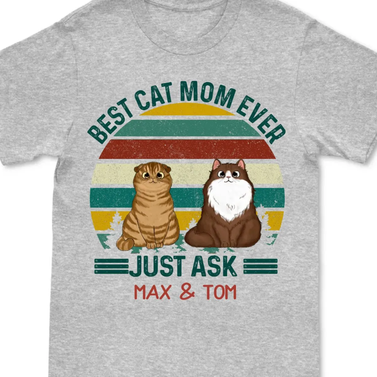 Cat Lover - Best Cat Mom Fluffy Cat Retro - Personalized Unisex T-Shirt