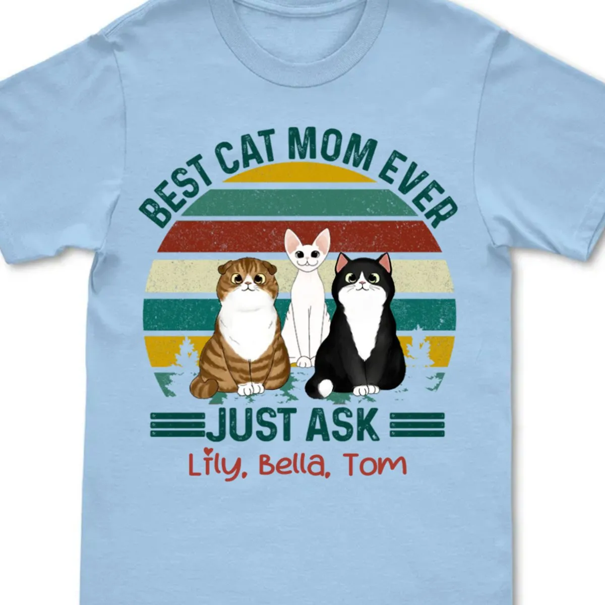 Cat Lover - Best Cat Mom Fluffy Cat Retro - Personalized Unisex T-Shirt