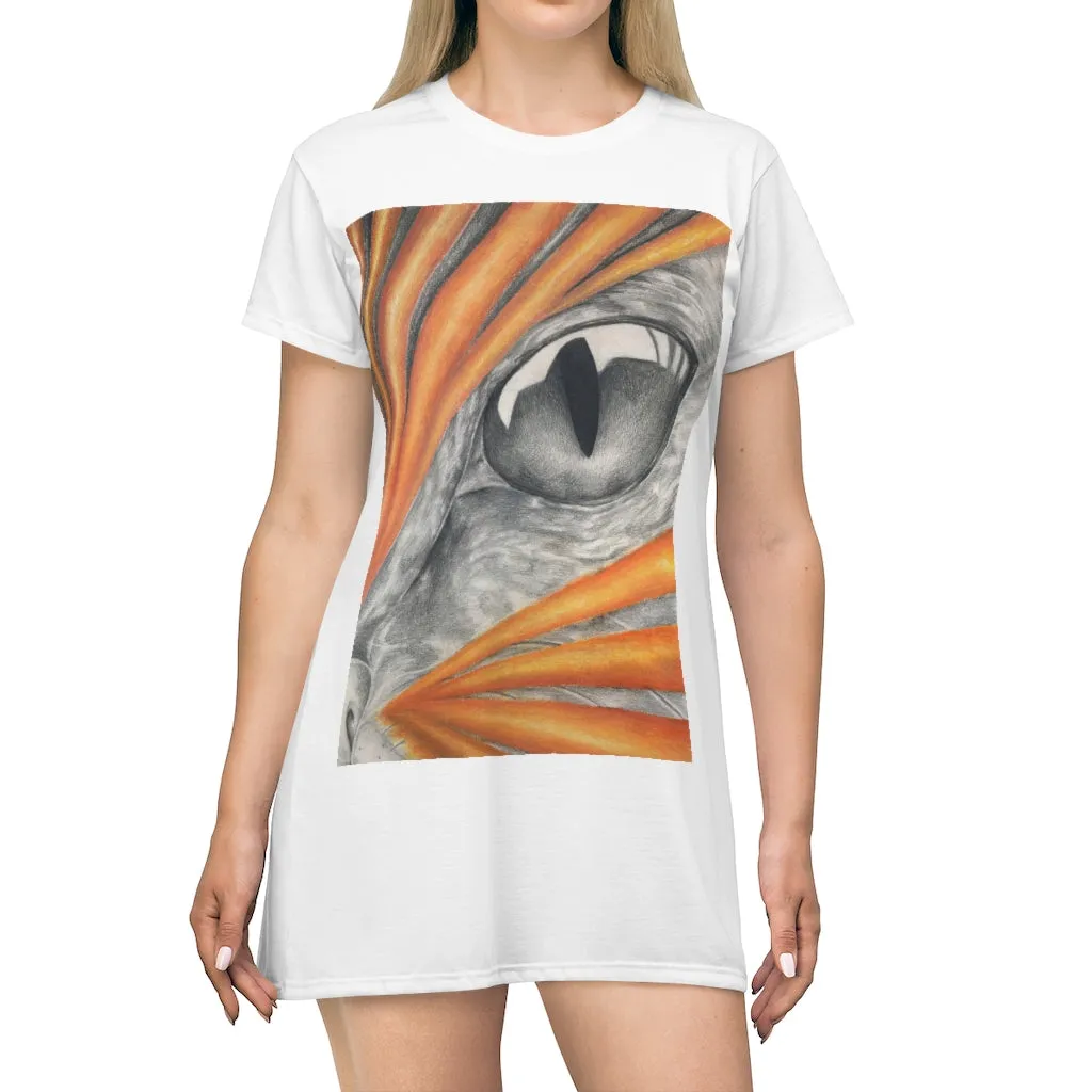 Cat Rays All Over Print T-Shirt Dress