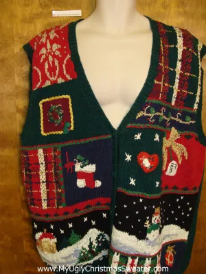 Colorful and Busy Corny Christmas Sweater Vest