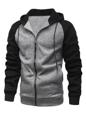 Contrast Color Zipper Hoodies Jacket