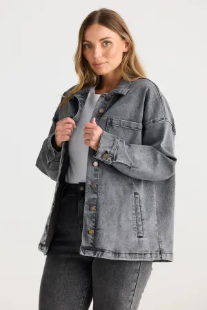 Core Denim Oversized Jacket - Charcoal