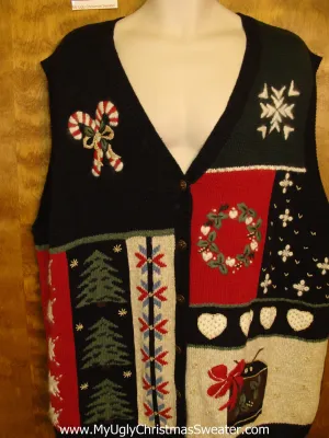 Corny Black Christmas Sweater Vest Wmn Mens XXXL