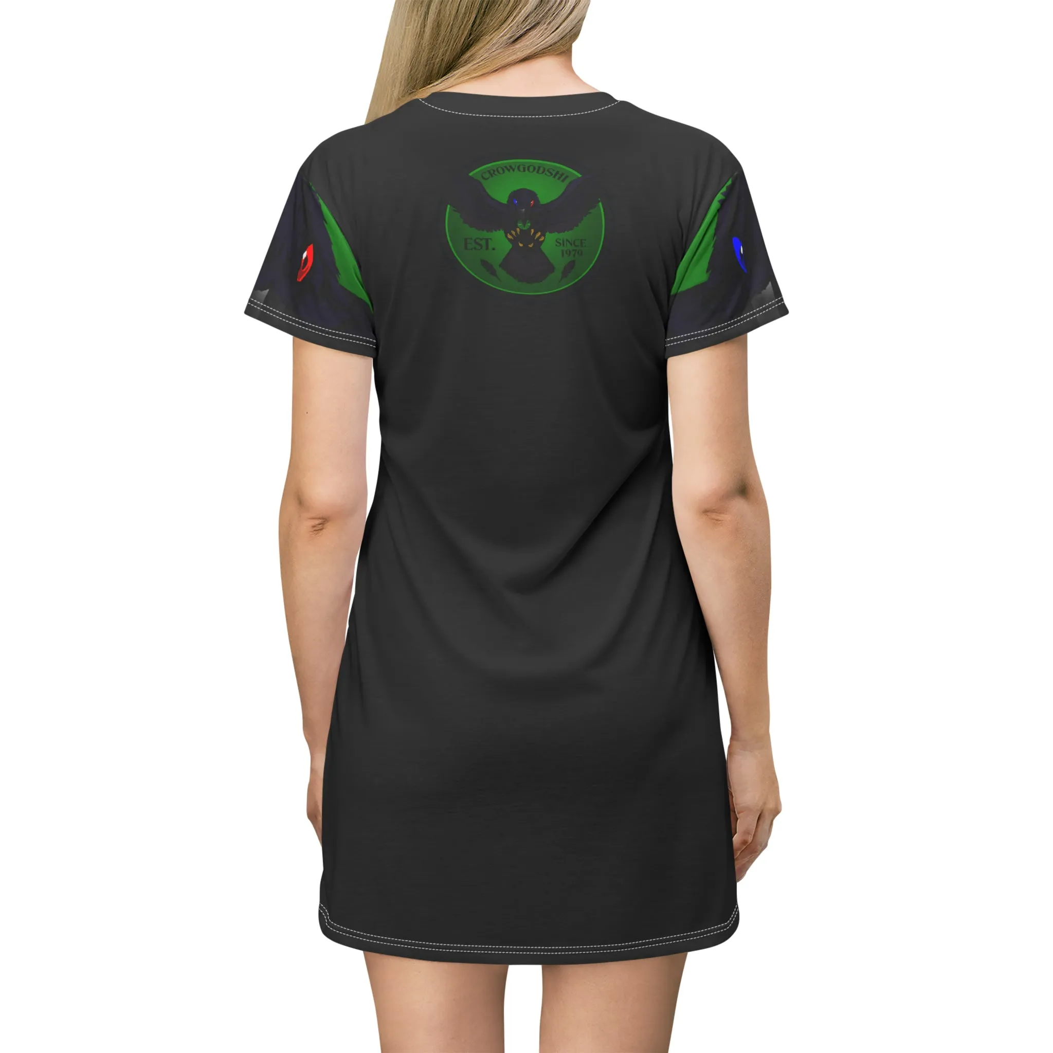 Crowgodshi First Generation T-Shirt Dress, GREEN LOGO