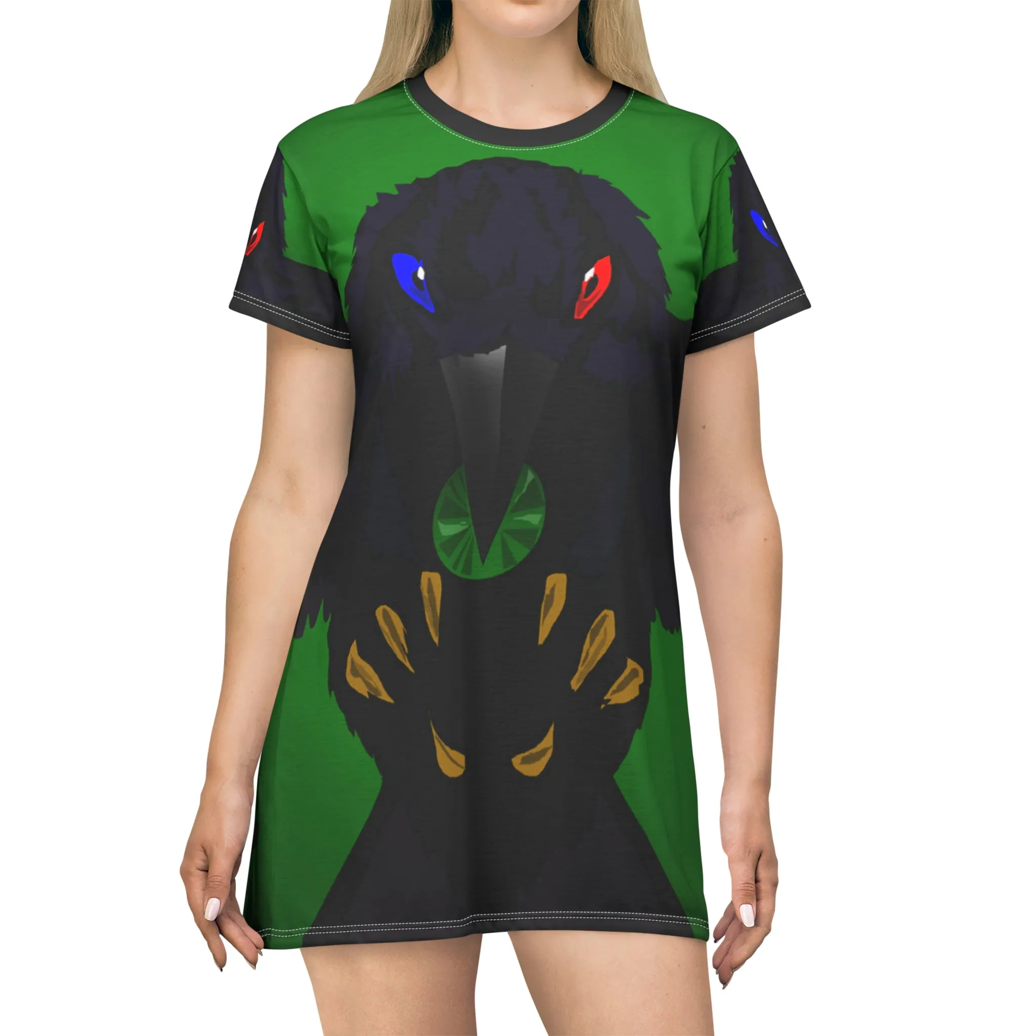 Crowgodshi First Generation T-Shirt Dress, GREEN LOGO