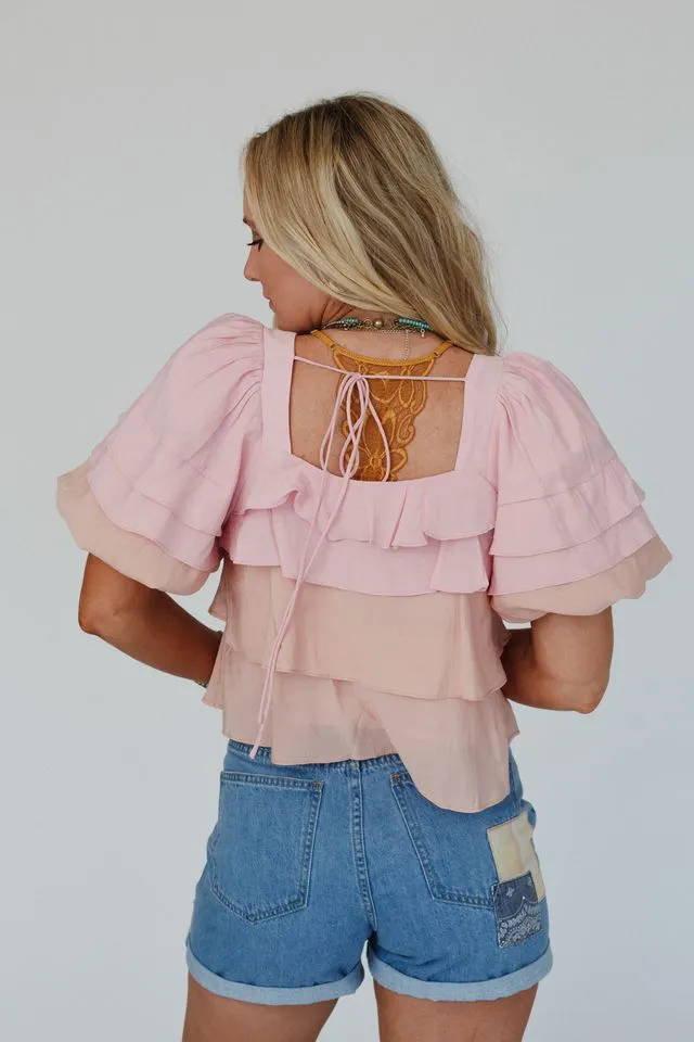 Crushing It Ruffle Tiered Top - Pink