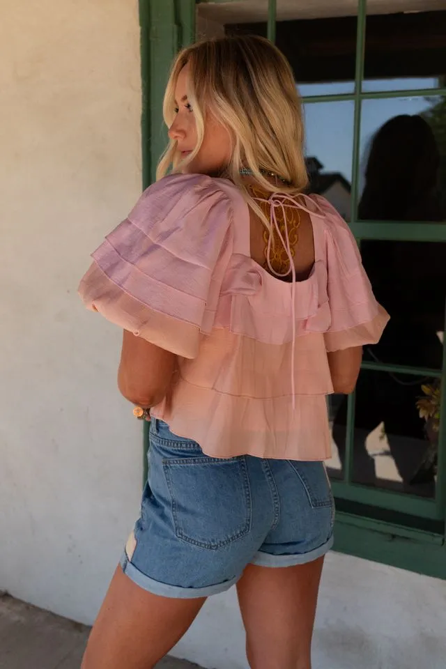 Crushing It Ruffle Tiered Top - Pink