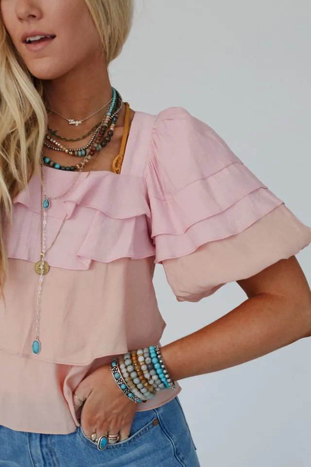 Crushing It Ruffle Tiered Top - Pink