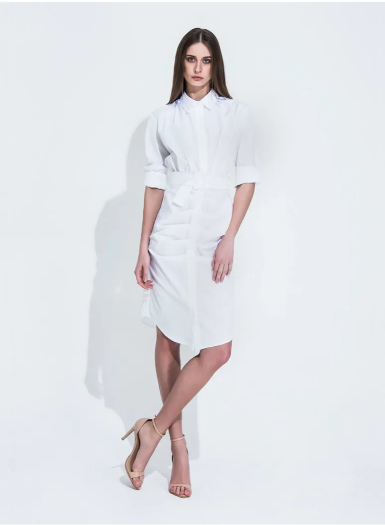 DRAPPED DETAIL COTTON SHIRTDRESS By MyBestFriends