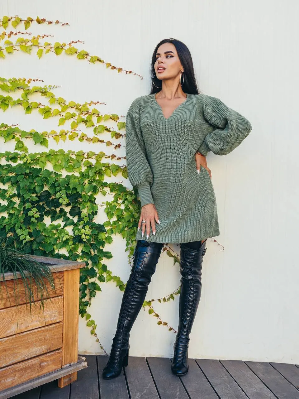 Dress Knitted Autumn Winter Warm Fashion Clothes For Women Camal, Olive S-L