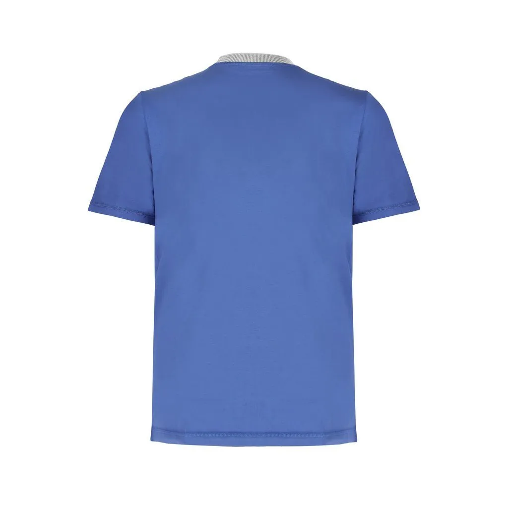 FERRANTE Cotton Jersey Crew Neck T-Shirt MID BLUE