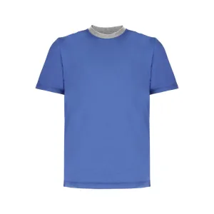 FERRANTE Cotton Jersey Crew Neck T-Shirt MID BLUE