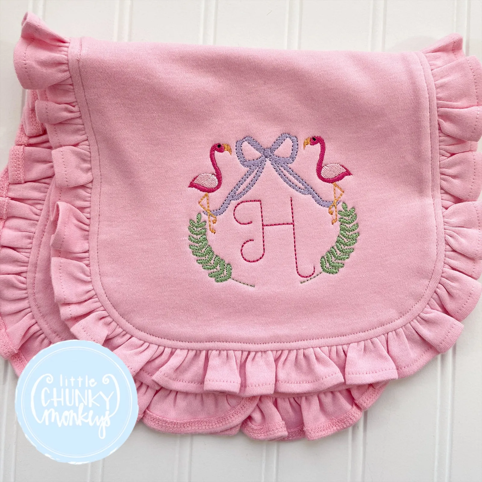 Flamingo Crest Bib or Burp Cloth