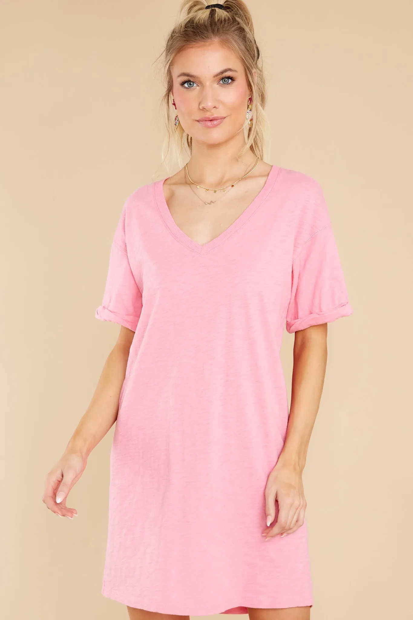 Flamingo V-Neck T-Shirt Dress