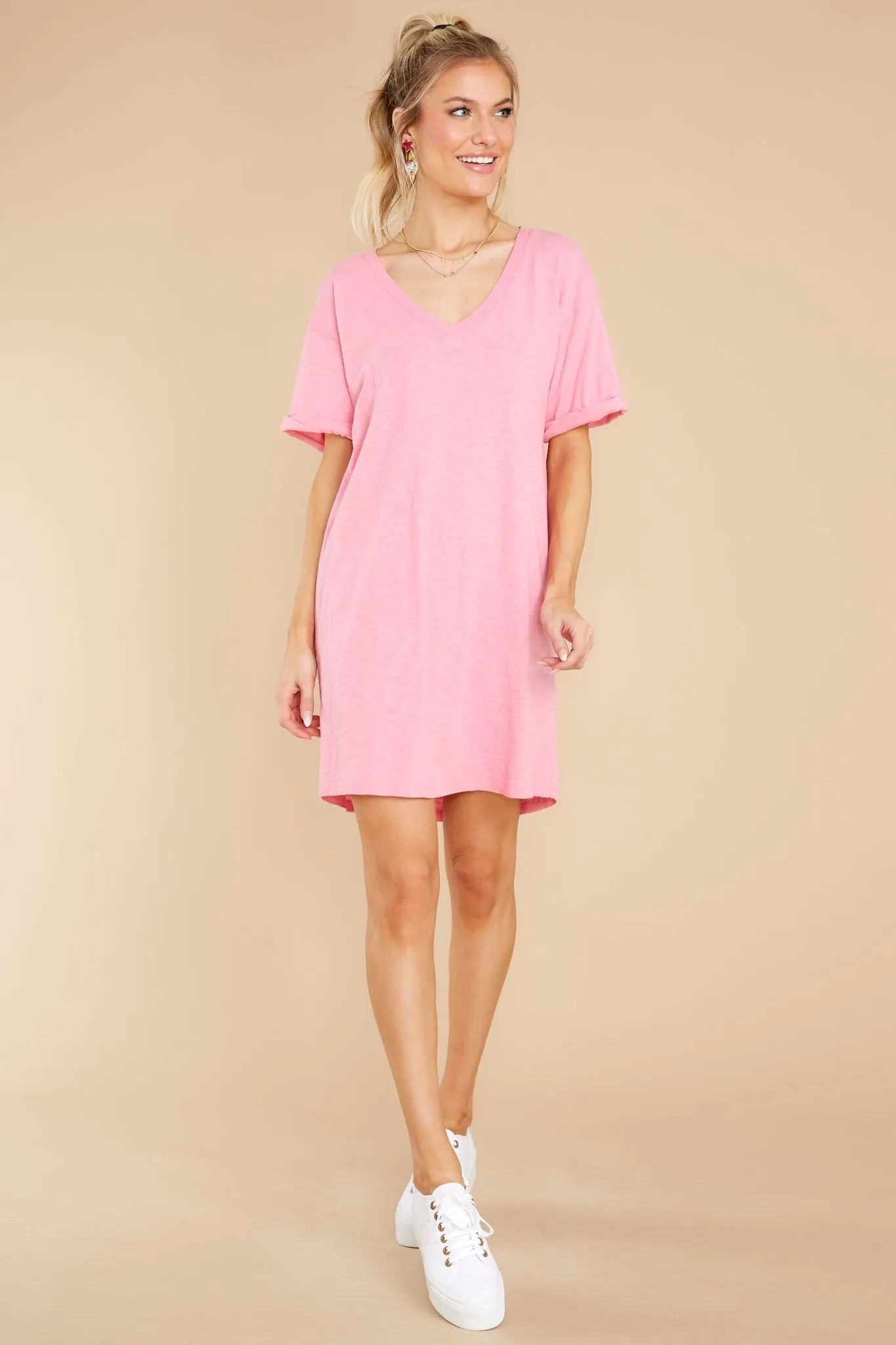 Flamingo V-Neck T-Shirt Dress