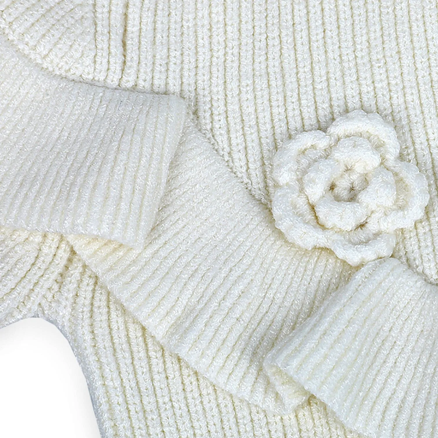 Flowers And Frills Premium Full Sleeves Knitted Sweater - Off White