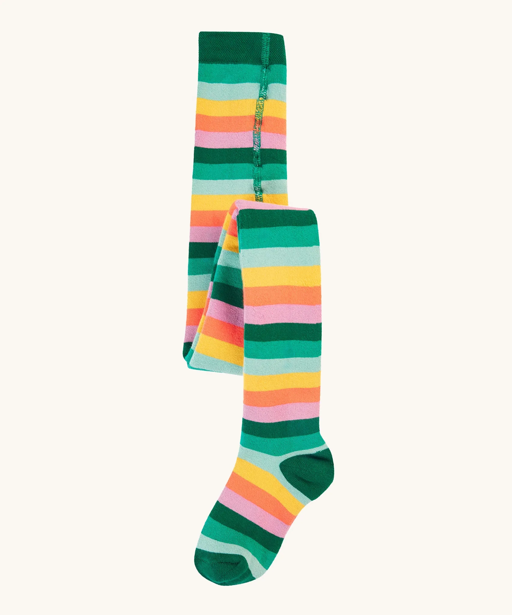 Frugi Toasty Tights - Cantaloupe Multi Stipe