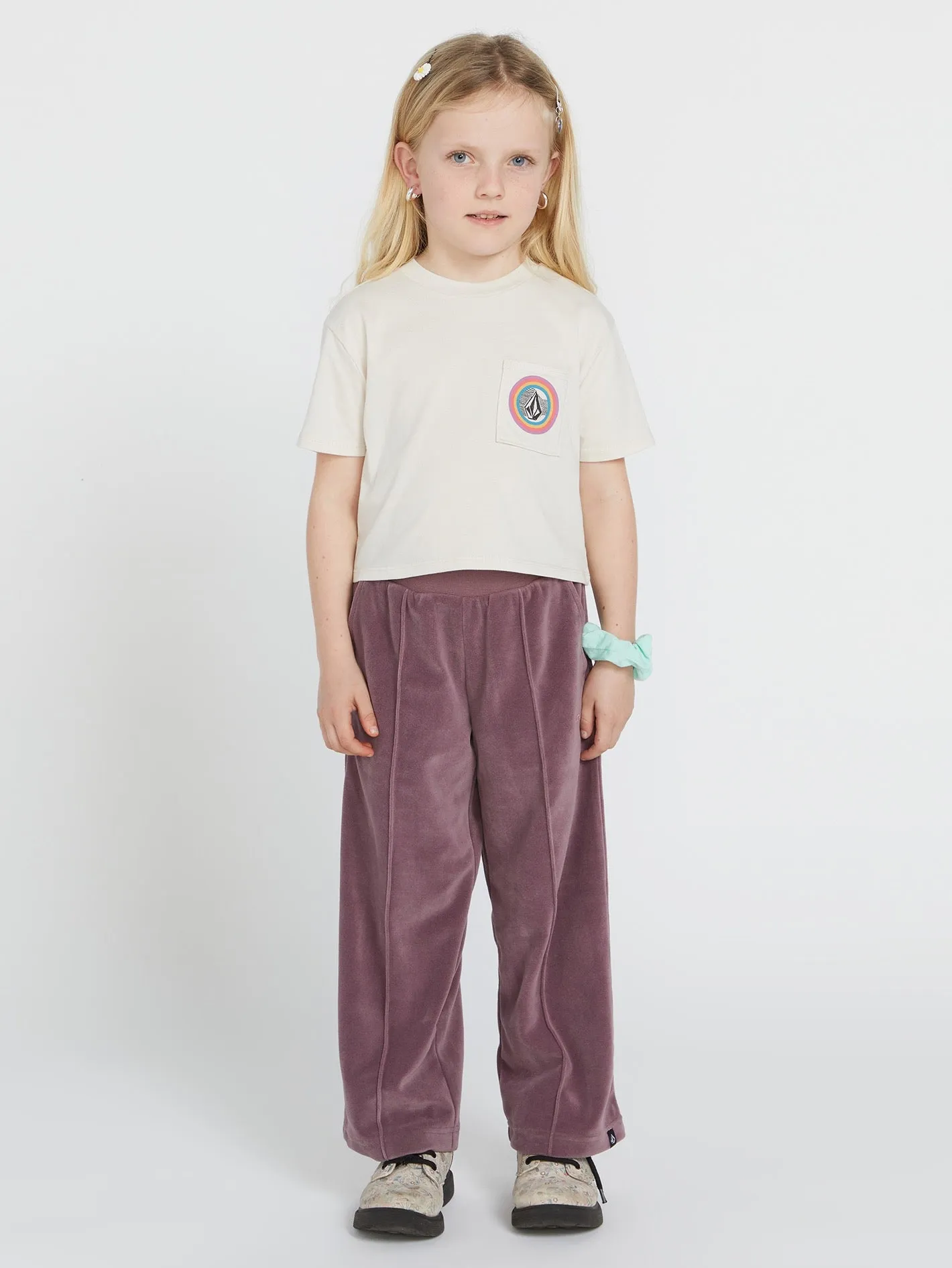 Girls Lived in Lounge Velour Elastic Waist Fleece Pants - Acai