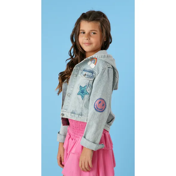 Hannah Banana Vintage Wash Denim Jacket with Motifs