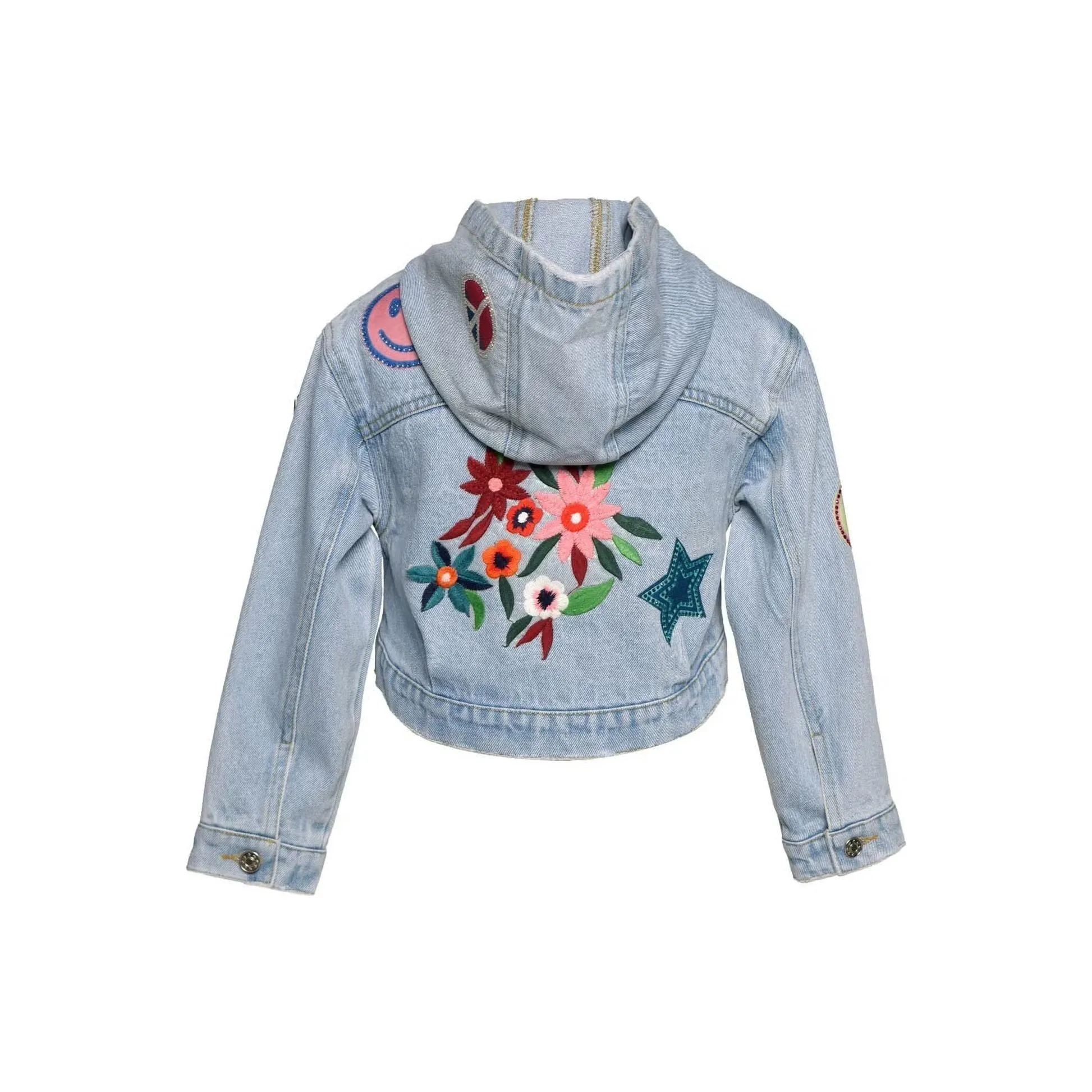 Hannah Banana Vintage Wash Denim Jacket with Motifs