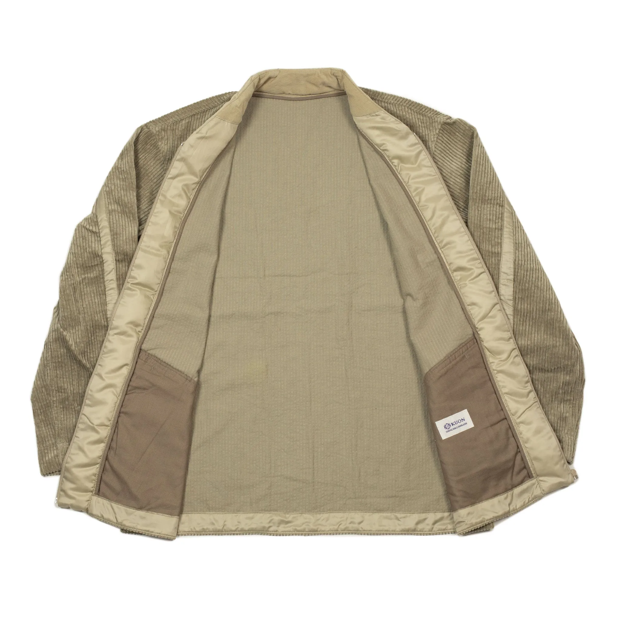 Haori zip jacket in beige cotton corduroy