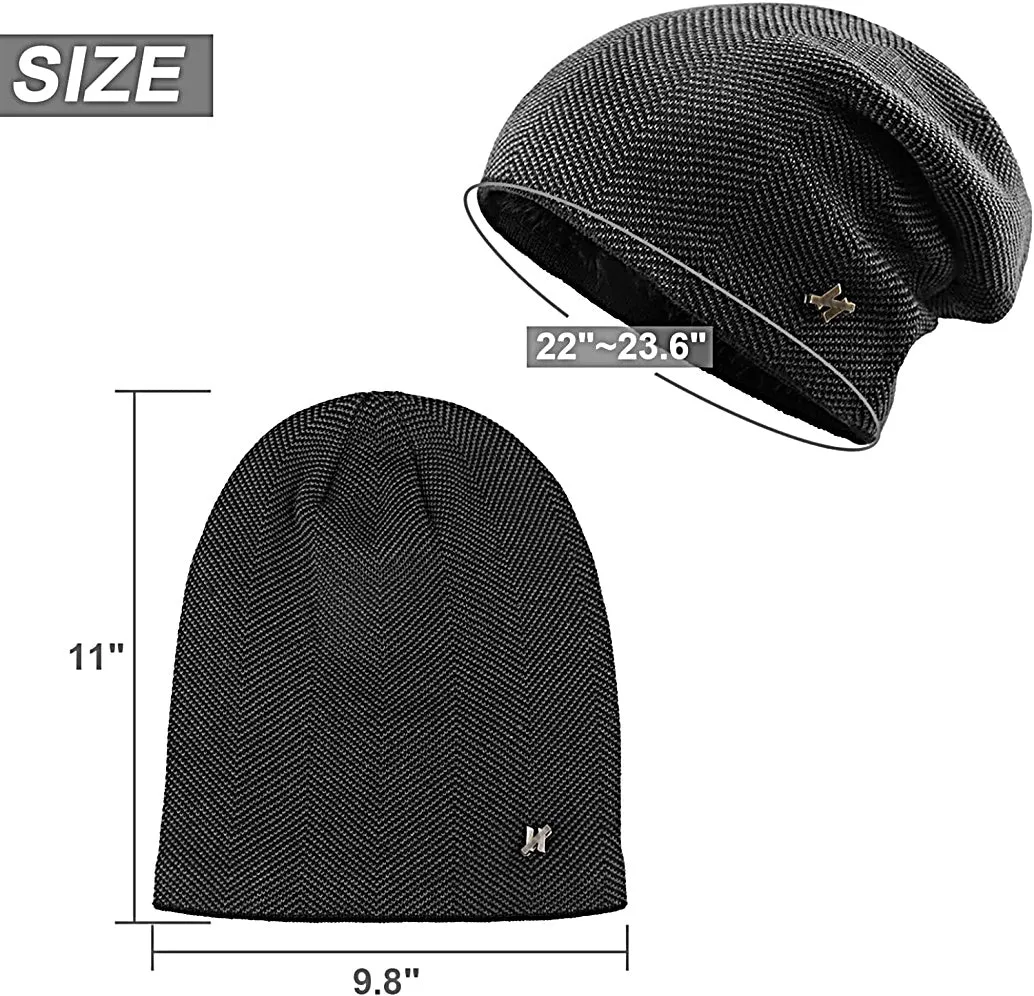 Hat Beanie Unisex Warm Reversible Knit Toque Hat For Men Women